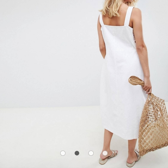 ASOS DESIGN overall lattice side button through midi dress with buckles - Picture 2 of 3